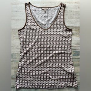 Banana Republic Luxe Feel Chain Geo Print Khahi Sleeveless Top Size M